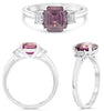 2.87CT DIAMOND & AAA PINK SAPPHIRE PLATINUM EMERALD CUT 3 STONE ENGAGEMENT RING