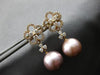 LARGE 1.11CT DIAMOND & AAA PINK SOUTH SEA PEARL 18KT ROSE GOLD HANGING EARRINGS
