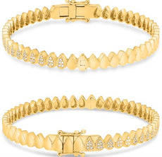 .26CT DIAMOND 14KT YELLOW GOLD ROUND PEAR SHAPE MULTI TEAR DROP BANGLE BRACELET