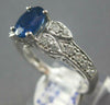 ESTATE 1.61CT DIAMOND & AAA SAPPHIRE 18K WHITE GOLD OVAL & ROUND ENGAGEMENT RING