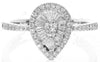 ESTATE .44CT DIAMOND 18K WHITE GOLD 3D ROUND & BAGUETTE PEAR SHAPE HALO FUN RING