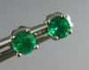 ESTATE .40CT AAA EMERALD 14KT WHITE GOLD 3D ROUND SOLITAIRE STUD EARRINGS #27706
