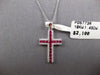 ESTATE .65CT DIAMOND & AAA RUBY 14KT WHITE GOLD CLASSIC CROSS FLOATING PENDANT