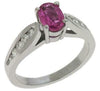 1.40CT DIAMOND & AAA PINK SAPPHIRE 14KT WHITE GOLD OVAL & ROUND ENGAGEMENT RING