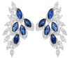 3.70CT DIAMOND & AAA SAPPHIRE 14KT WHITE GOLD ROUND & MARQUISE HANGING EARRINGS