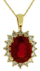 3.75CT DIAMOND & AAA RUBY 14KT YELLOW GOLD OVAL & ROUND PRINCESS DIANA PENDANT