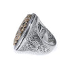 LARGE .70CT DIAMOND 18KT YELLOW GOLD & 925 SILVER 3D HANDCRAFTED CROSS OVAL RING