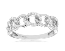 .21CT DIAMOND 14KT WHITE GOLD 3D LINK LOVE KNOT SEMI ETERNITY ANNIVERSARY RING