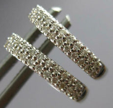 ESTATE .15CT DIAMOND 14KT WHITE GOLD 2 ROW SQUARE ROUND HUGGIE HANGING EARRINGS