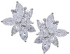 LARGE 8.7CT DIAMOND PLATINUM PEAR SHAPE & MARQUISE CLUSTER FLOWER STUD EARRINGS