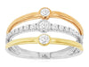 .40CT DIAMOND 14K TRI COLOR GOLD 3D PAST PRESENT FUTURE 3 STONE ANNIVERSARY RING