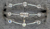 ESTATE .06CT DIAMOND 14KT WHITE GOLD 3D ROUND BEZEL MULTI ROW ETOILE FUN RING