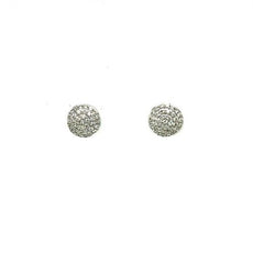 ESTATE .29CT DIAMOND 18KT WHITE GOLD 3D CIRCULAR PAVE DOME SHAPE STUD EARRINGS