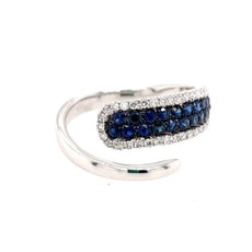 .67CT DIAMOND & AAA SAPPHIRE 18KT WHITE GOLD 3D MULTI ROW CRISS CROSS FUN RING
