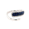 .67CT DIAMOND & AAA SAPPHIRE 18KT WHITE GOLD 3D MULTI ROW CRISS CROSS FUN RING