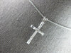 .35CT DIAMOND 14KT WHITE GOLD 3D ROUND & BAGUETTE CLASSIC CROSS PENDANT #27675