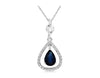 .63CT DIAMOND & AAA SAPPHIRE 14K WHITE GOLD PEAR SHAPE & ROUND TEAR DROP PENDANT