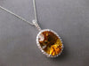 5.77CT DIAMOND & CITRINE 14KT WHITE GOLD OVAL & ROUND FILIGREE FLOATING PENDANT