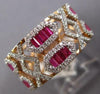WIDE 1.92CT DIAMOND & AAA RUBY 18KT WHITE & ROSE GOLD ROUND & BAGUETTE FUN RING
