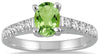 1.23CT DIAMOND & AAA PERIDOT 14KT WHITE GOLD OVAL & ROUND LUCIDA ENGAGEMENT RING