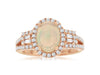 1.63CT DIAMOND & AAA OPAL 14KT ROSE GOLD OVAL ROUND & BAGUETTE ENGAGEMENT RING