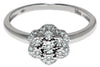 ESTATE .14CT DIAMOND 18KT WHITE GOLD 3D CLASSIC CLUSTER FLOWER STAR FUN RING