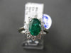 ESTATE LARGE 2.14CT DIAMOND & AAA EMERALD PLATINUM 3D OVAL HALO ENGAGEMENT RING