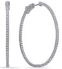 ESTATE LARGE 1.19CT DIAMOND 14KT WHITE GOLD 3D INSIDE OUT HOOP HANGING EARRINGS