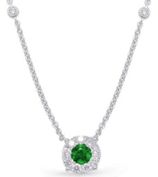 .82CT DIAMOND & AAA EEMRALD 14KT WHITE GOLD 3D FLOWER BY THE YARD LOVE NECKLACE