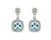 2.22CT DIAMOND & AAA AQUAMARINE 14KT WHITE GOLD CUSHION & ROUND HANGING EARRINGS