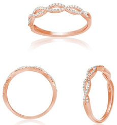.18CT DIAMOND 14KT ROSE GOLD 3D ROUND CLASSIC INFINITY SEMI ETERNITY LOVE RING