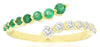 .65CT DIAMOND & AAA EMERALD 14KT YELLOW GOLD ROUND GRADUATING CRISS CROSS RING