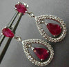 ESTATE 1.50CT DIAMOND & AAA RUBY 14KT WHITE GOLD TEAR DROP PEAR HANGING EARRINGS