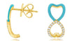 .19CT DIAMOND & GREEN ENAMEL 14KT YELLOW GOLD 3D LUCKY HORSEHOE HANGING EARRINGS