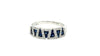 ESTATE .74CT DIAMOND & AAA SAPPHIRE 18KT WHITE GOLD 3D TRIANGULAR FUN RING