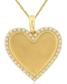 .16CT DIAMOND 14KT YELLOW GOLD 3D MATTE & SHINY HEART SHAPE FLOATING PENDANT