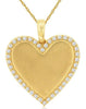 .16CT DIAMOND 14KT YELLOW GOLD 3D MATTE & SHINY HEART SHAPE FLOATING PENDANT