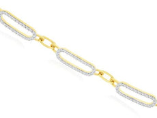 .55CT DIAMOND 14KT YELLOW GOLD CLASSIC ROUND OPEN OVAL BY THE YARD LOVE BRACELET