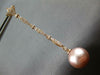 ESTATE .42CT DIAMOND & AAA PINK SOUTH SEA PEARL 18KT ROSE GOLD HANGING EARRINGS
