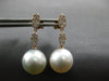 ESTATE LARGE .45CT DIAMOND & AAA SOUTH SEA PEARL 18KT ROSE GOLD 3D MULTI LEAF EARRINGS