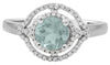 .99CT DIAMOND & AAA GREEN AMETHYST 14KT WHITE GOLD ROUND FLOWER FRIENDSHIP RING