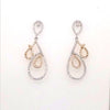 ESTATE .98CT DIAMOND 18KT 2 TONE GOLD 3D MULTI TEAR DROP FUN HANGING EARRINGS