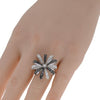 ESTATE .77CT WHITE & BLACK DIAMOND 18KT WHITE GOLD 3D ROUND LOVE RING