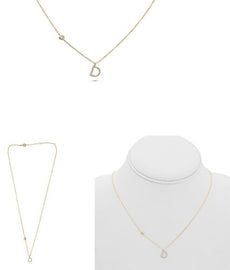 .08CT DIAMOND 14KT YELLOW GOLD 3D INITIAL D SOLITAIRE BY THE YARD FUN NECKLACE