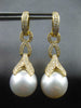 EXTRA LARGE .77CT DIAMOND & AAA SOUTH SEA PEARL 18K YELLOW GOLD HANGING EARRINGS