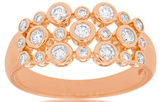 .50CT DIAMOND 14KT ROSE GOLD ROUND 3 ROW BEZEL CLASSIC WEDDING ANNIVERSARY RING
