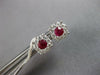 ESTATE .90CT DIAMOND & AAA RUBY 18KT WHITE GOLD 3D ROUND FLOWER STUD EARRINGS