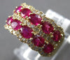 LARGE 3.82CT DIAMOND & AAA RUBY 14KT YELLOW GOLD 3D OVAL & ROUND MULTI ROW RING