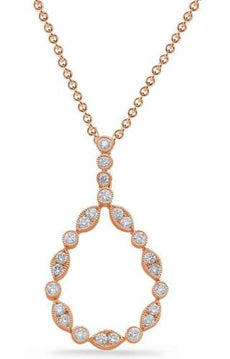 .45CT DIAMOND 14KT ROSE GOLD ROUND & MARQUISE SHAPE FILIGREE FLOATING PENDANT