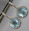 5.30CT DIAMOND & AAA BLUE TOPAZ 14KT WHITE GOLD HALO LEVERBACK HANGING EARRINGS